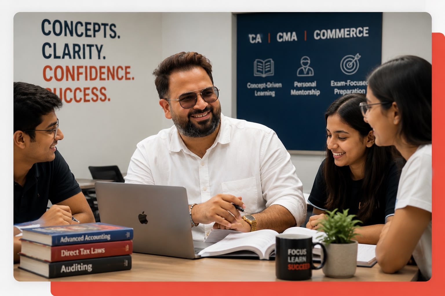 CA Rohit Sethi teaching accounting to students with focus on concepts, clarity and confidence
