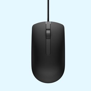 Black wireless optical mouse with scroll wheel