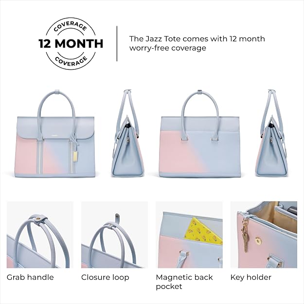 Pastel Blue Tote Bag – 12-Month Warranty Pastel blue tote bag with 12-month warranty and multiple storage features